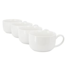 Gibson Home Great Essentials 4 Piece 32.5 Ounce Fine Ceramic Large Latte Mug Set in White
