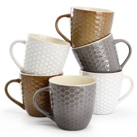 Elama Honeycomb 6-Piece 15 oz. Mug Set, Assorted Colors