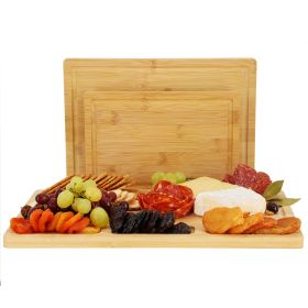 MegaChef 3 Piece Bamboo Cutting, Prep and Serving Boards