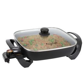 MegaChef 11.81 Inch Electric Skillet with Non-Stick Coating in Black