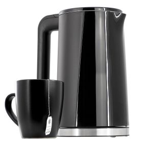 MegaChef 1.8 Quart Stainless Steel Electric Tea Kettle in Black