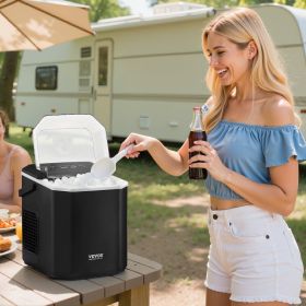 Portable Countertop Ice Maker 26Lbs/24H Self-Cleaning With Scoop Basket Home Bar (Option: Black)