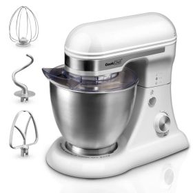Geek Chef 4.8QT Electric Stand Mixer, 12 Speeds Tilt-head With Dough Hook, Whisk, Beater, Bowl, Rotary Knob, Home Kitchen Use, White (Option: GSM45W)